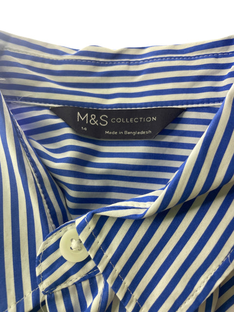 Camisa M&s collections de Algodón Rayas Manga larga Azul - Talla 14