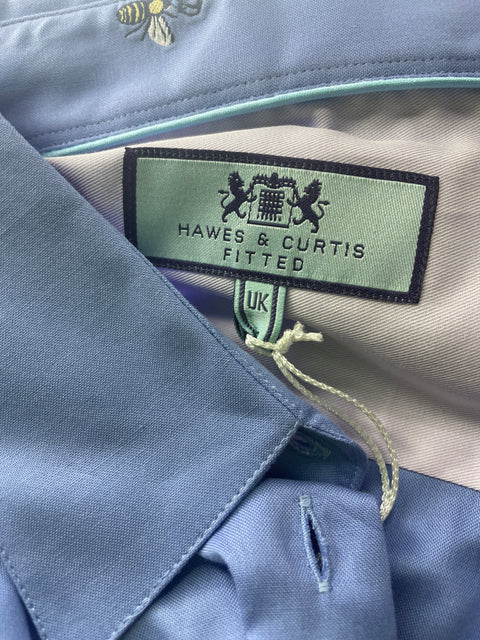 Camisa Hawes & Curtis de Algodón Estampado Abeja Azul - Talla 14