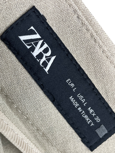 Pantalón Zara Liso Plisado Beige - Talla L