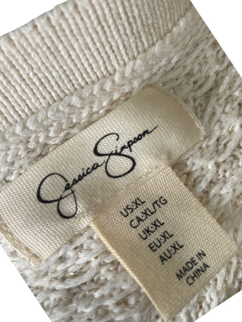 Chaqueta Jessica Simpson de Algodón Texturizado Botones Beige - Talla XL