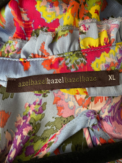 Blusa Azelhazel Estampado Cuello v Azul - Talla XL