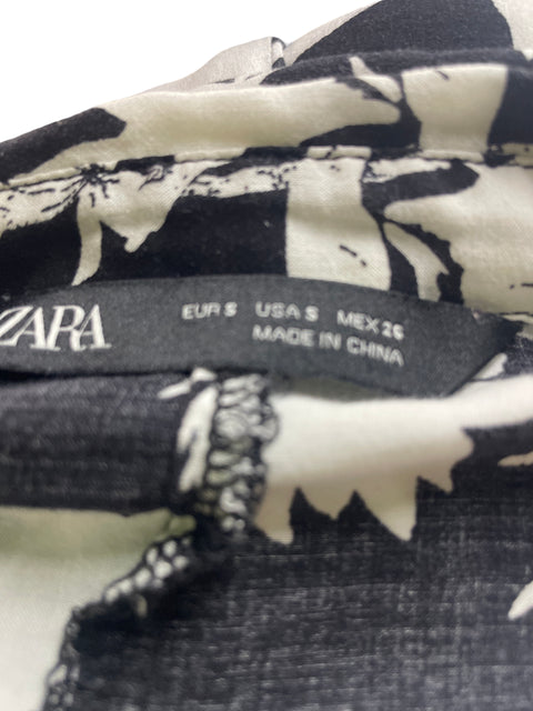 Vestido Zara Maxi Estampado Negro - Talla S