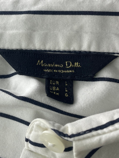 Blusa Massimo Dutti de Algodón Rayas Manga larga Blanco - Talla L