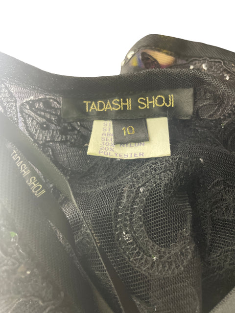 Cardigan Tadashi Shoji Transparente Prederia Negro - Talla 10