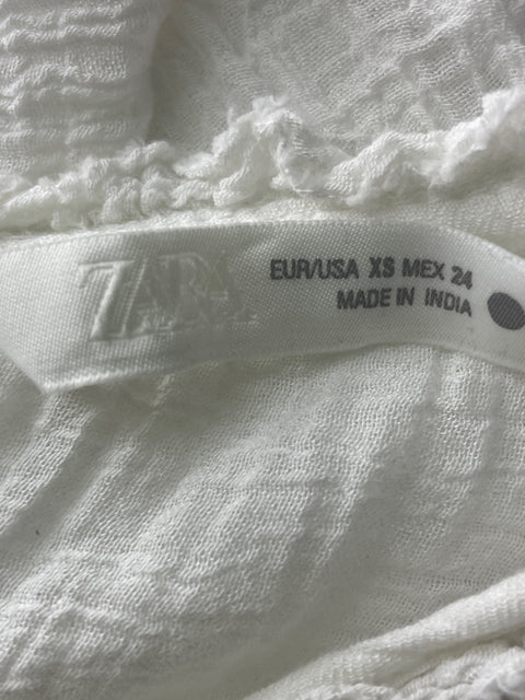 Blusa Zara de Algodón Tejido Mini Blanco - Talla XS