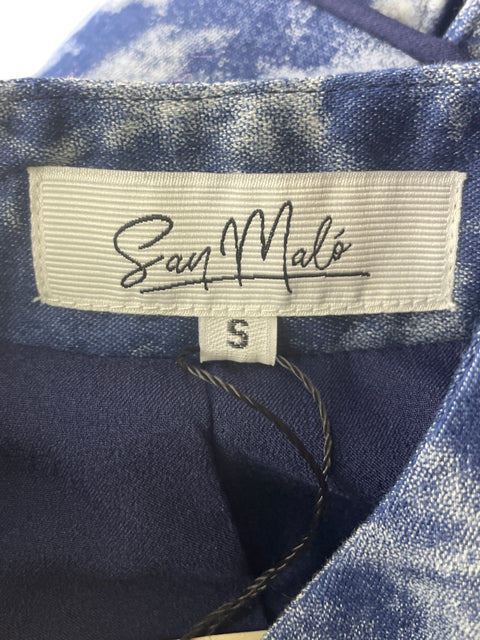 Conjunto San malo Falda/chaleco Apliques Azul - Talla S