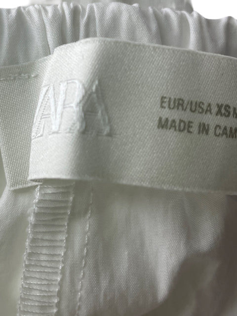 Pantalón Zara Elastico Palazo Blanco - Talla XS