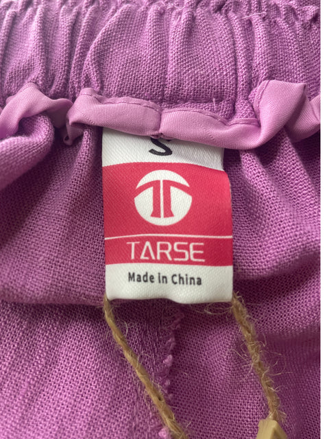 Pantalón Tarse de Lino Recto Bolsillo Rosado - Talla S