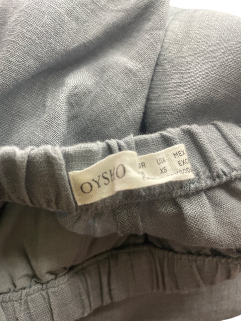 Pantalón Oysho de Lino Bombacho Capri Gris - Talla XS
