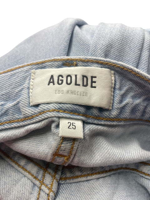 Pantalón Agolde de Algodón Recto Bolsillo Azul - Talla 25
