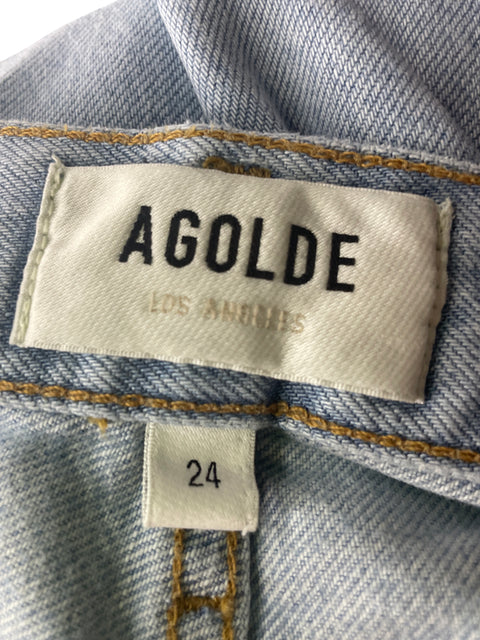 Pantalón Agolde de Algodón Recto Wide-leg Azul - Talla 24
