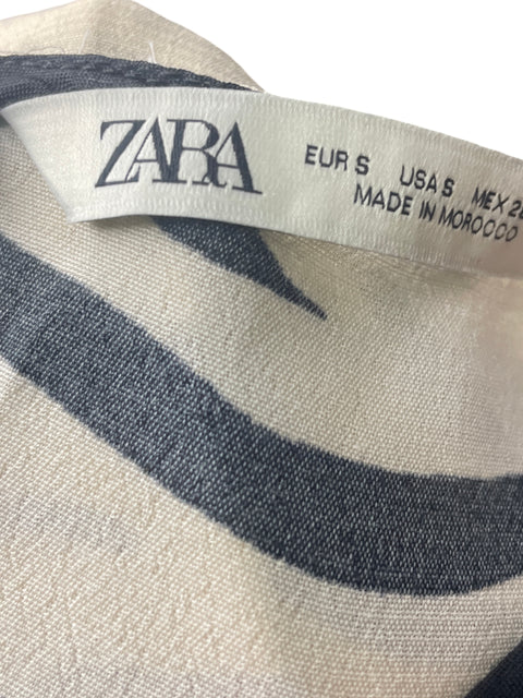 Vestido Zara Animal print Maxi Blanco - Talla S