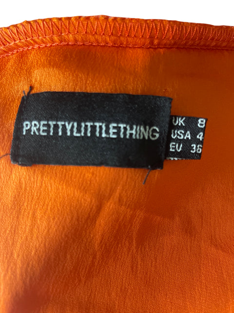 Vestido Prettylittlething Midi Plisado Naranja - Talla 8