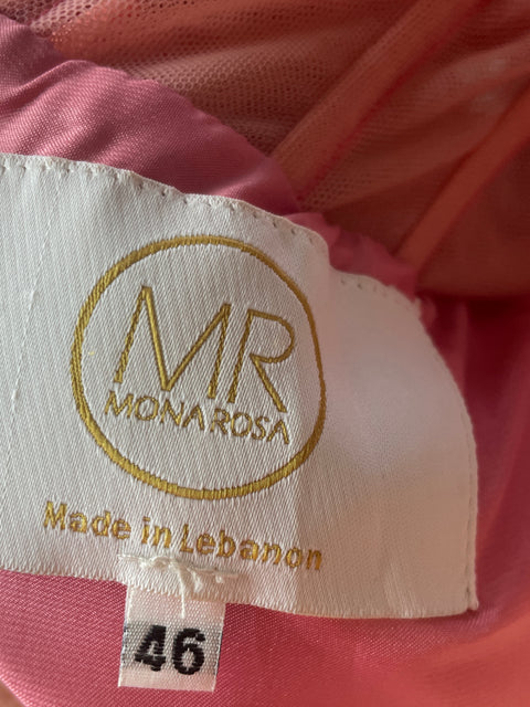 Vestido De Fiesta Monarosa Maxi Mangas caidas Tiras Rosado - Talla 46