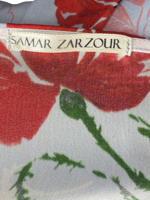 Kimono Samar Zarzour Estampado Fluido Azul - Talla M