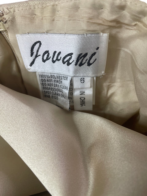 Vestido De Fiesta Jovani Strapless Maxi Satinado Chals Dorado - Talla 6