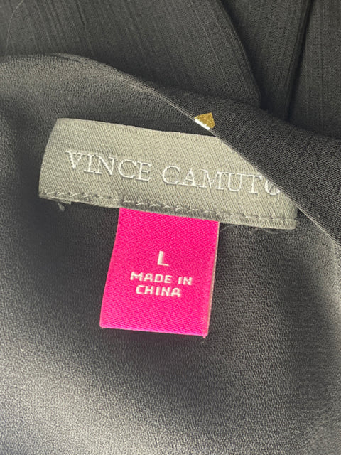 Blusa Vince Camuto Liso Brillo Negro - Talla L