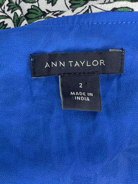 Vestido Ann Taylor Crossbosy Floral Azul - Talla 2