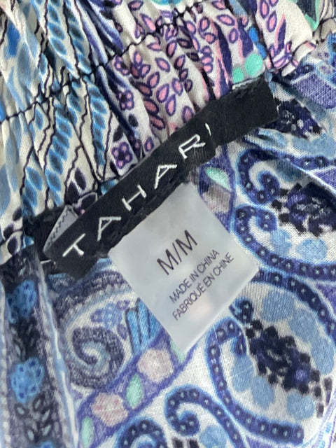 Falda Tahari Midi Pliegues Azul - Talla M