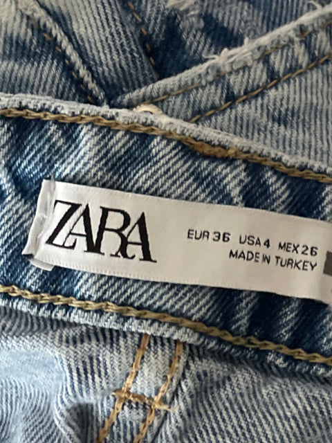 Pantalón Zara High-waist Denim Azul - Talla 4