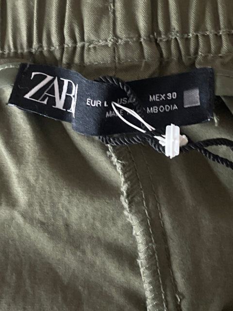 Pantalón Zara Wide-leg Bolsillos Verde - Talla L