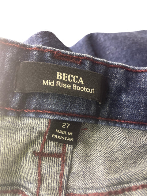 Pantalón Becca Mid Rise Bootcut Recto Wide-leg Azul - Talla 27