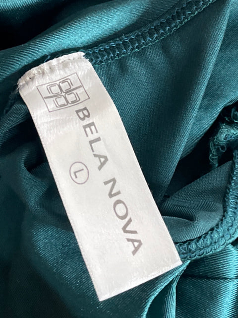 Vestido Bela Nova Satinado Maxi Verde - Talla L