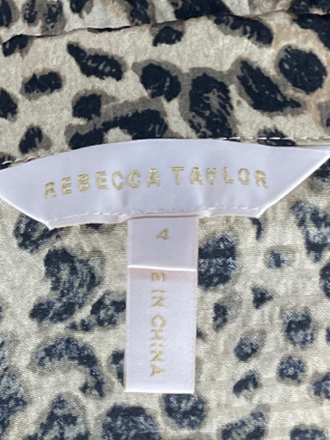 Vestido Rebecca Taylor Camisero Animal print Beige - Talla 4