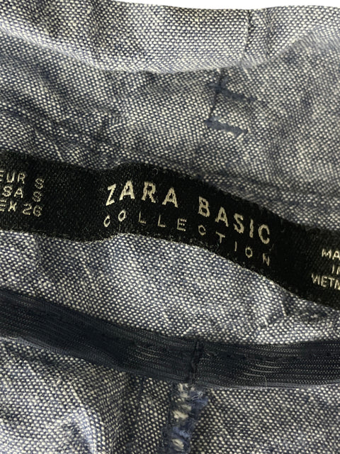 Pantalón Zara Recto Liso Azul - Talla S