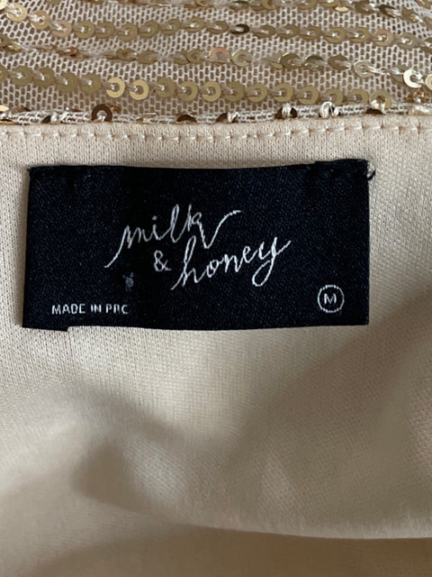 Blusa Milk & Honey Crossbosy Lentejuelas Dorado - Talla M