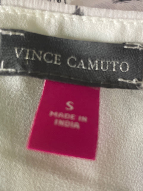 Blusa Vince Camuto Cuello v Estampado Negro - Talla S