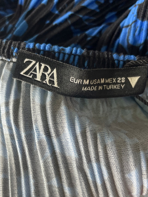 Blusa Zara Abullonado Ajustado Azul - Talla M