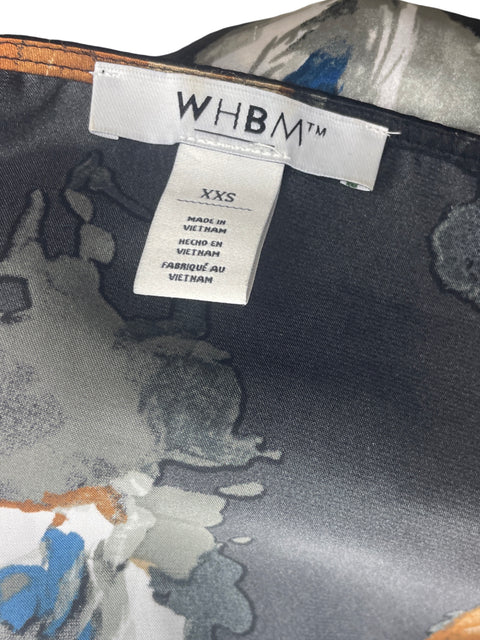 Blusa Whbm Estampado Cuello v Negro - Talla XXS