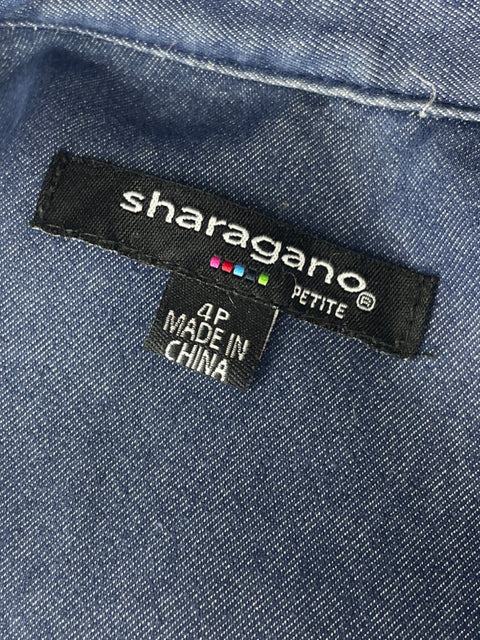 Vestido Sharagano Bolsillos Zipper Azul - Talla 4