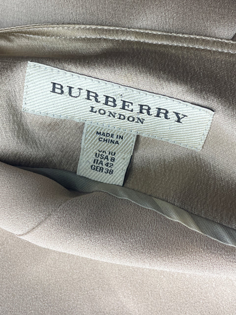 Vestido Burberry Midi Cuello v Marrón - Talla 10