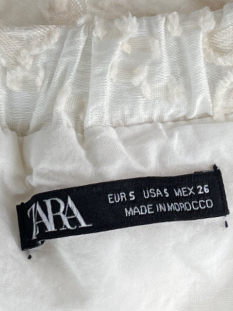 Vestido Zara Mini Texturizado Blanco - Talla S