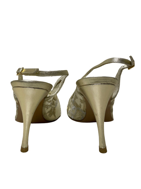 Zapato Stuart Weitzman Punta abierta Stiletto Dorado - Talla 7