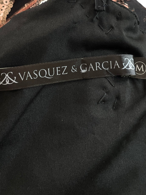 Vestido De Fiesta Vasquez & García Maxi Lentejuelas Negro - Talla M