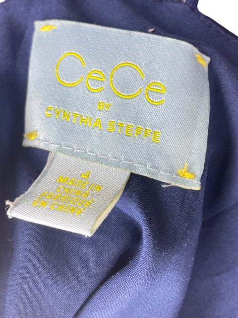 Vestido Cece Estampado Plisado Azul - Talla 4