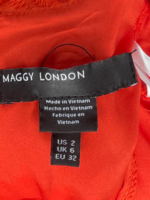 Vestido Maggy London Eyelet Midi Naranja - Talla 2