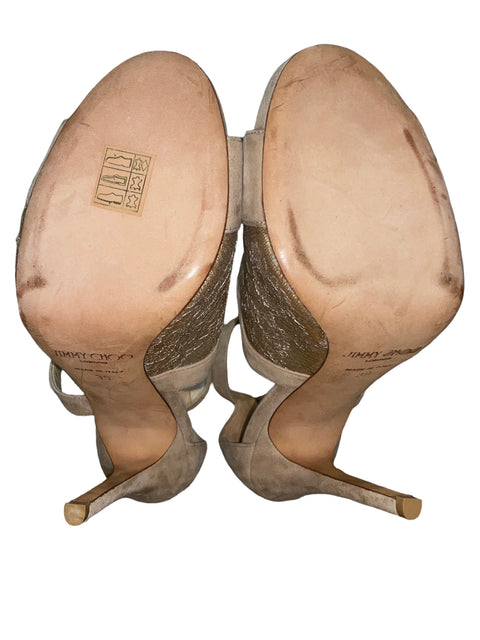 Sandalia Jimmy Choo Encaje Tacón alto Beige - Talla 40