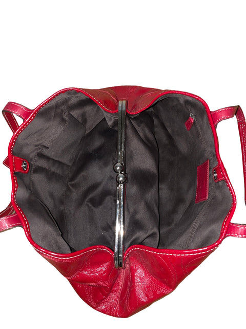 Cartera Coach Signature Tote Brillo Rojo - Talla U