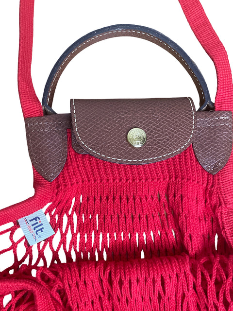 Cartera Longchamp Le Pliage Filet Mesh Algodón Rojo - Talla U