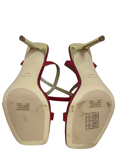 Zapato Michael Kors Tacón bajo Tiras Destalonado Rojo - Talla 6.5