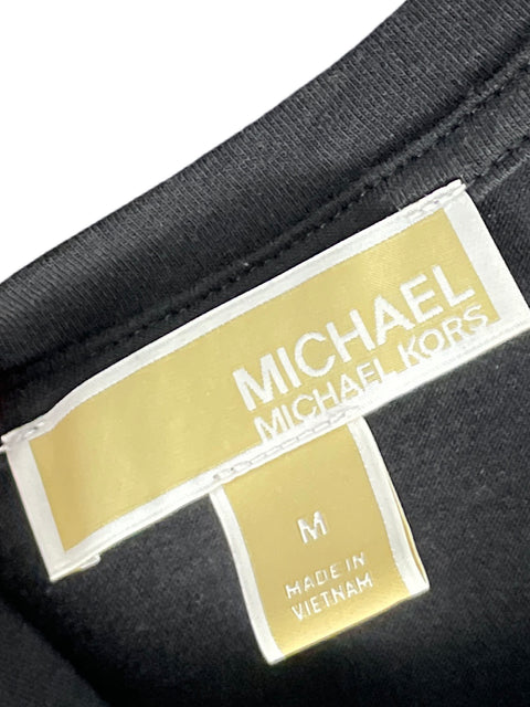 Blusa Michael Kors Malla Transparente Con Detalles Brillantes Negro - Talla M