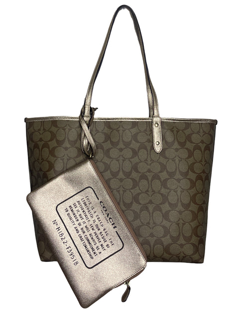 Cartera Coach Reversible City Tote Dorado - Talla U
