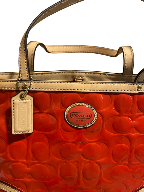 Cartera Coach Peyton Signature Embossed Naranja - Talla U