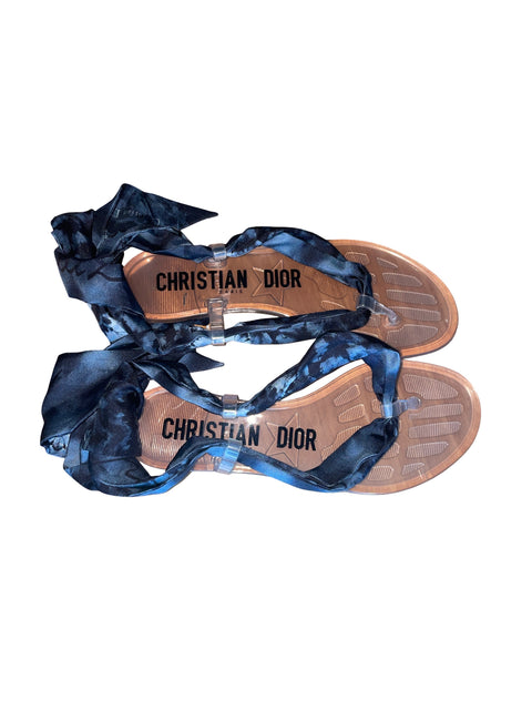 Sandalia Christian Dior Thong Transparente Azul - Talla 36