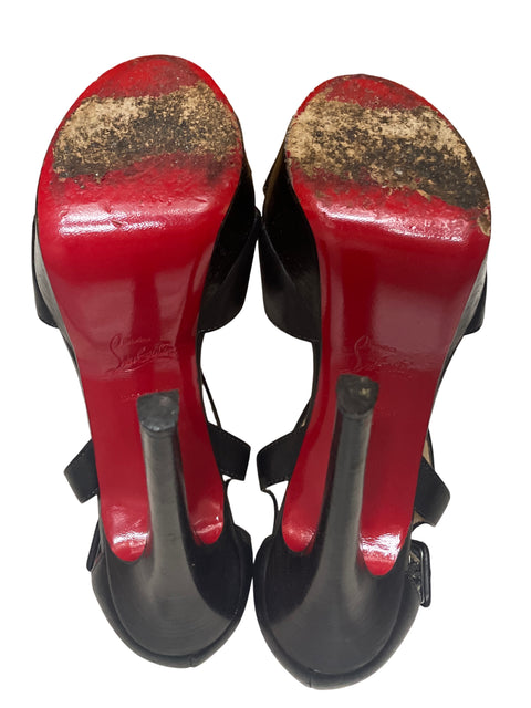Sandalia Christian Louboutin Cross Me Tacón alto Negro - Talla 36