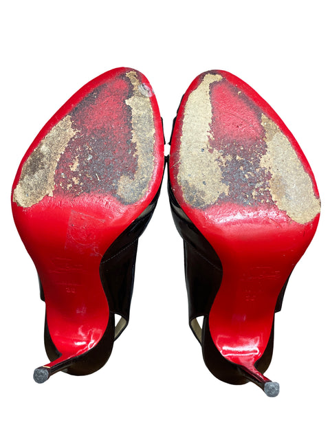 Sandalia Christian Louboutin Charol Negro - Talla 36